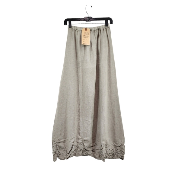 Homefrocks Women's Vintage 100% Linen Ruched Maxi Skirt Lagenlook- S - Picture 1 of 7